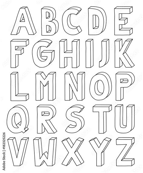 3D Outline Letter D