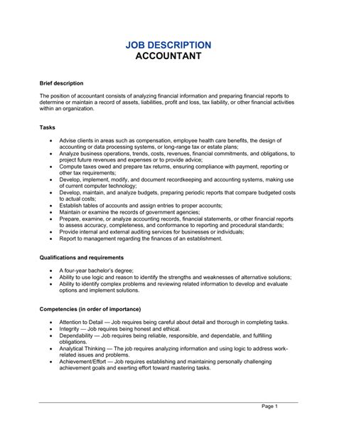 Accounting Job Description
