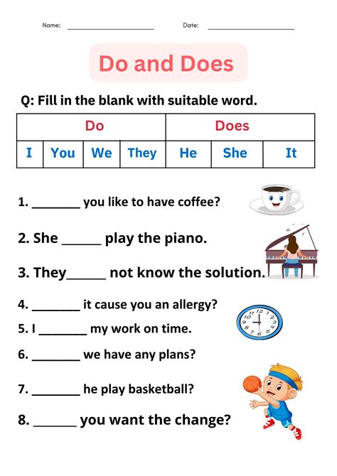 Do/Does Don'T Worksheet