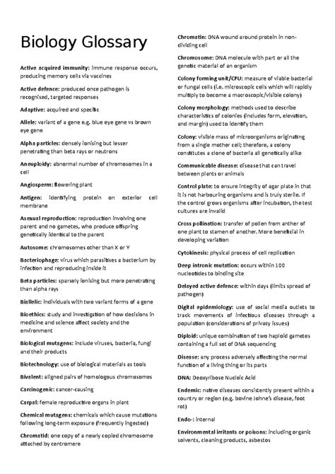 The Essential Glossary Of Biology: Key Terms Explained