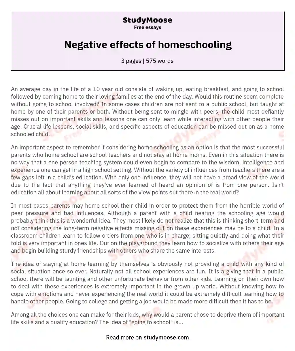 Addressing The Negative Effects Of Homeschooling On Socialization