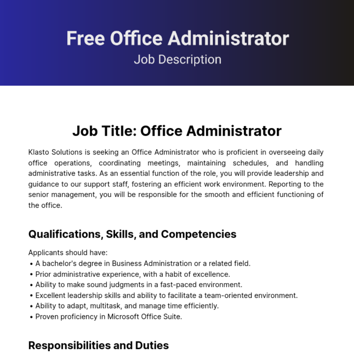 Office Clerical Positions