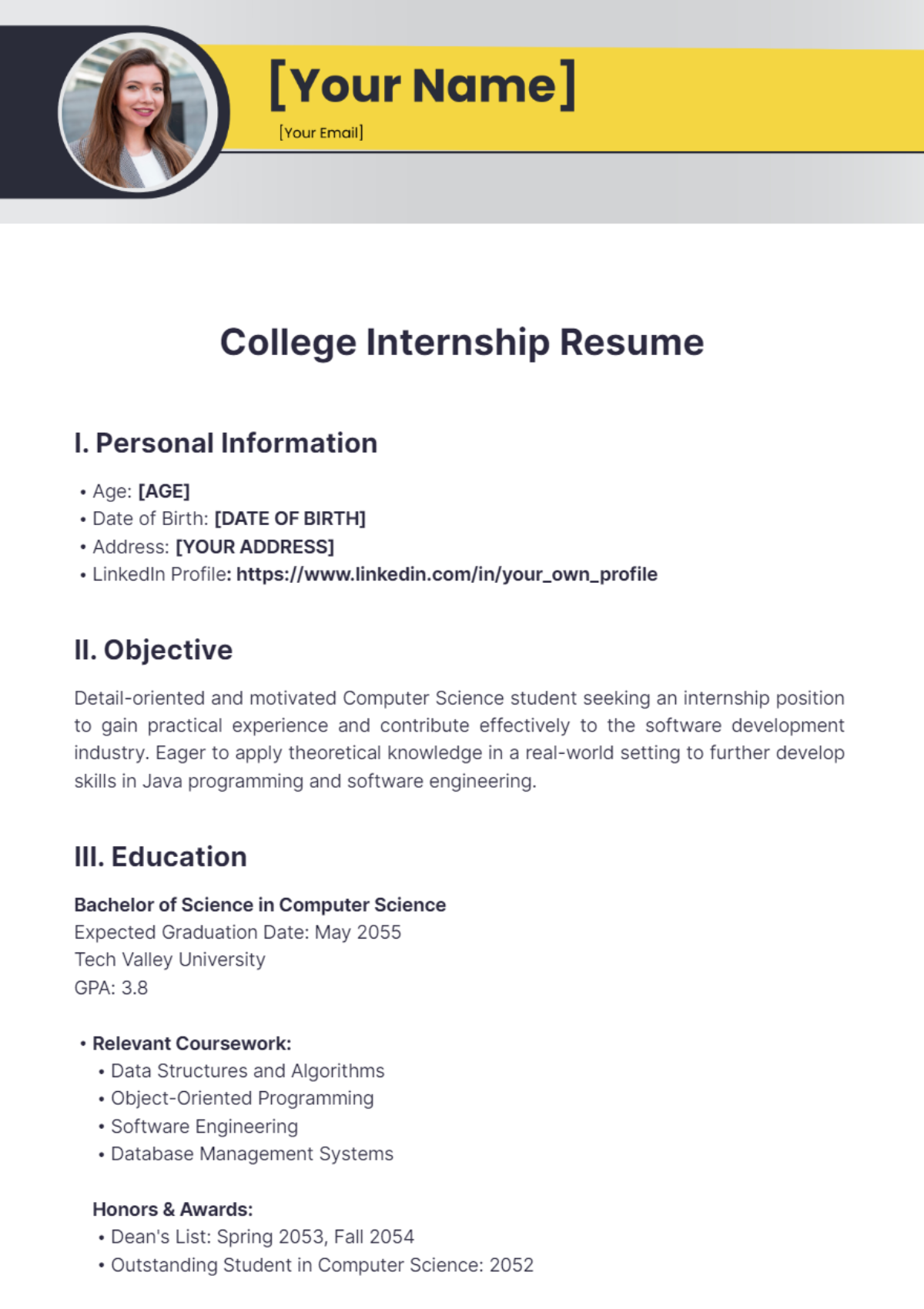 Resume Objectives Examples