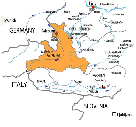 Salzburg On Map Of Austria