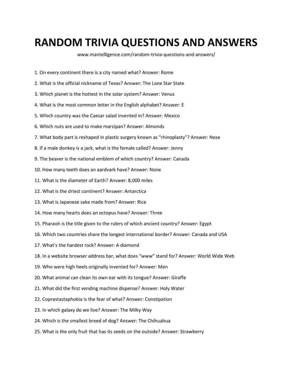 15 Surprising Trivia Questions And Answers To Stump Your Friends