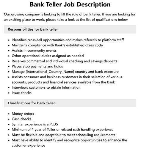 Teller Job Description