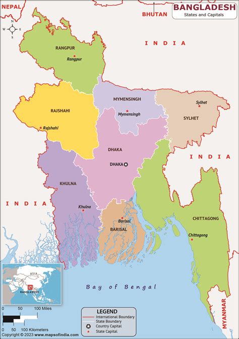 The Map Of Bangladesh With States