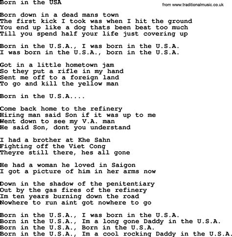 When Was Born In The Usa Written